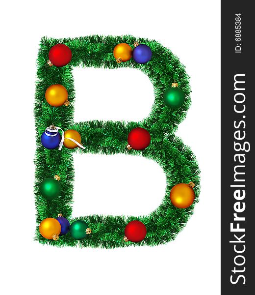Christmas alphabet isolated on a white background - B. Christmas alphabet isolated on a white background - B