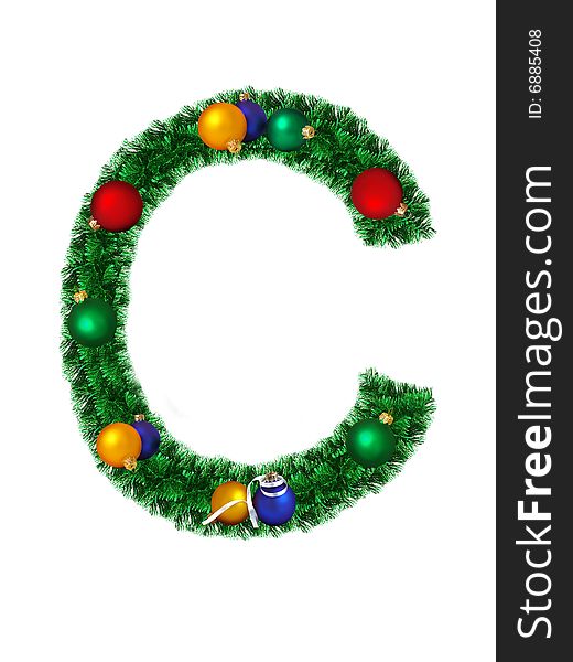 Christmas alphabet isolated on a white background - C. Christmas alphabet isolated on a white background - C