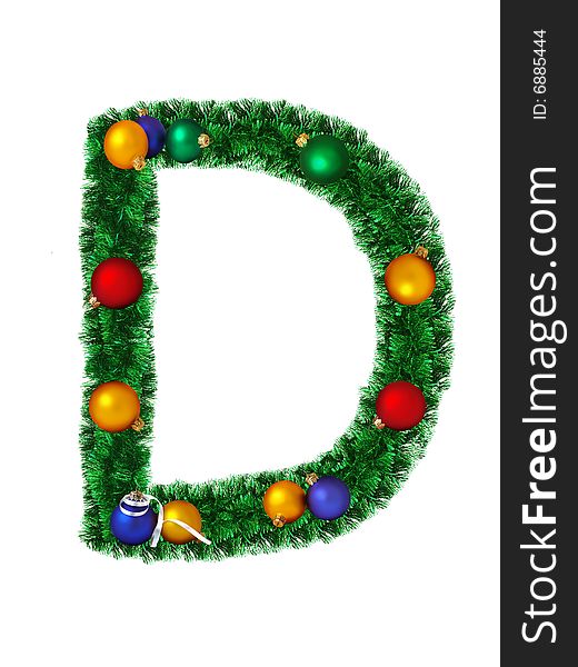 Christmas alphabet isolated on a white background - D. Christmas alphabet isolated on a white background - D