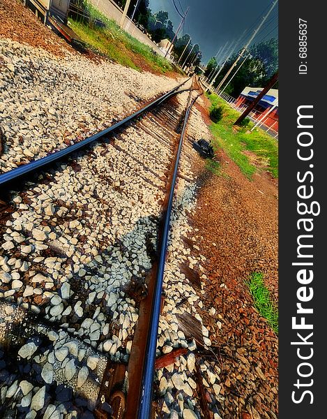 A fisheye view of a stretch of Long Island Railroad track near Smithtown, NY in false color. A fisheye view of a stretch of Long Island Railroad track near Smithtown, NY in false color