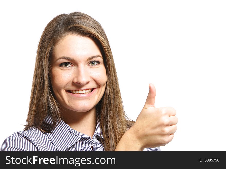 A young attractive business woman in the studio