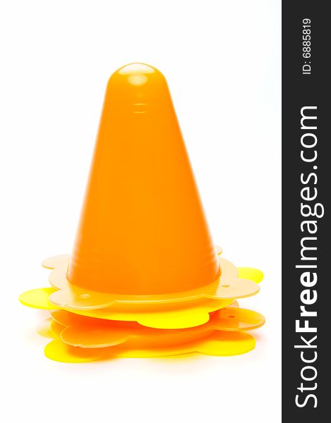 Traffic cones isolated against a white background