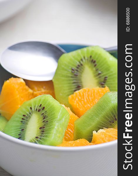 Dessert of kiwi and orange