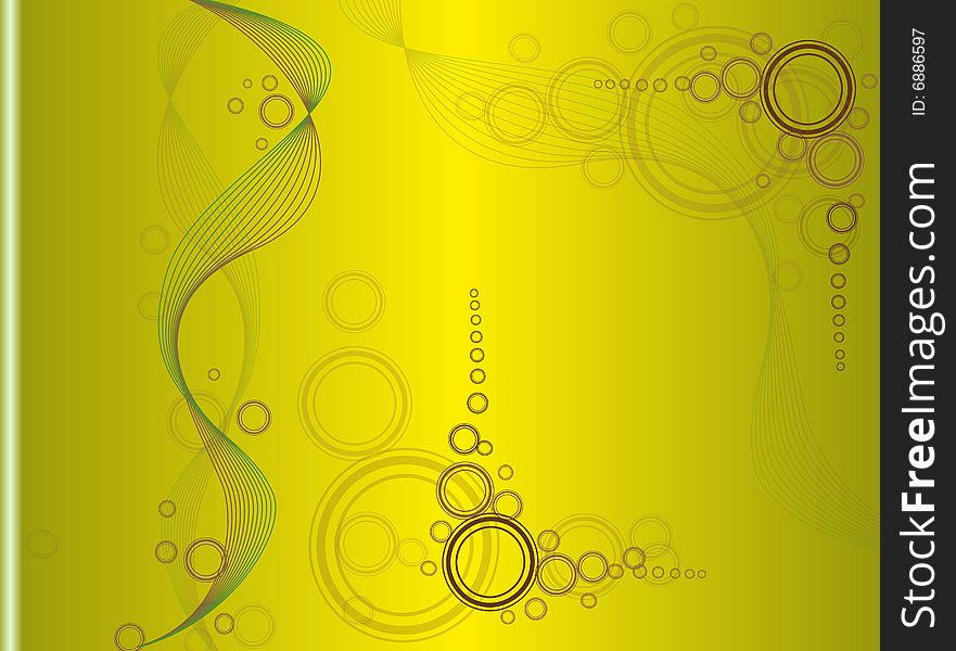 Green abstract background with circles and waives. Green abstract background with circles and waives
