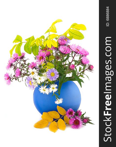 Flowers in blue vase