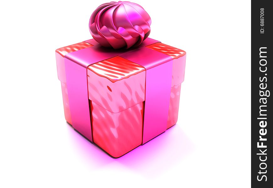 3d render of gift, present box wrapped in ribbons, red