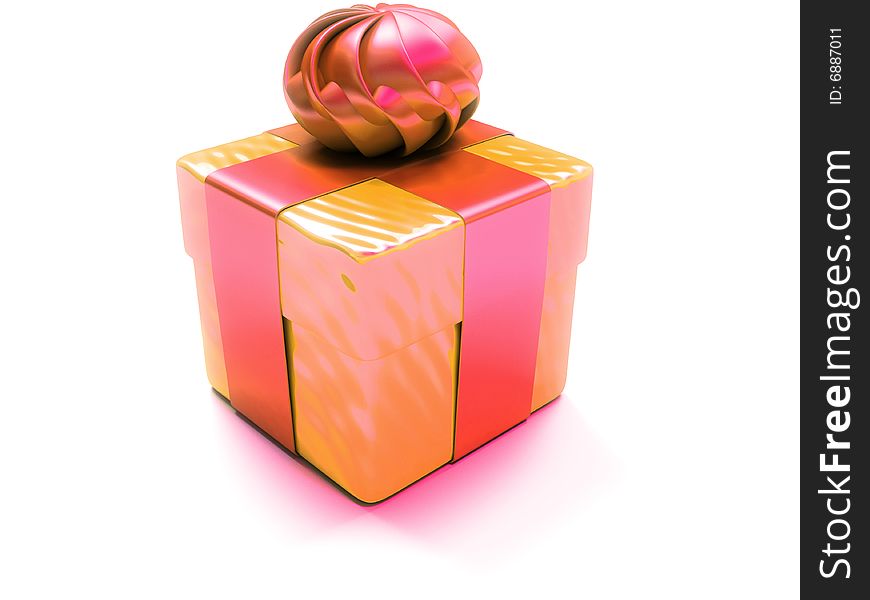 3d render of gift, present box wrapped in ribbons, red