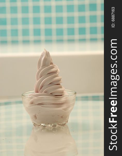 Healthy fruit yogurt isolated on blur background