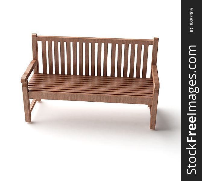 3d isolated wood park bench. 3d isolated wood park bench