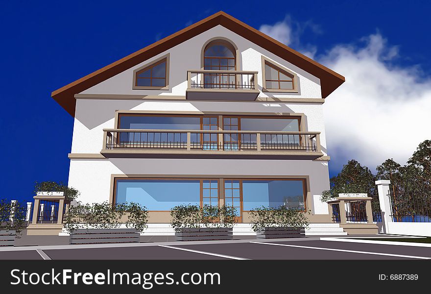 3D render of modern house