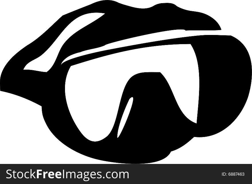 Illustration of black diving goggles