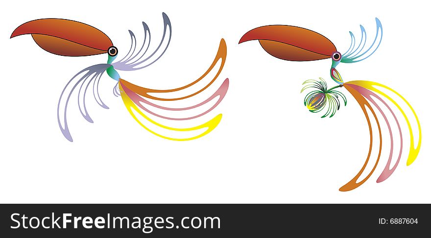 Vector illustration of abstract tropical bird