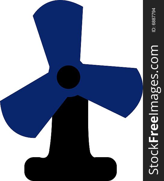 Illustration of a blue black fan