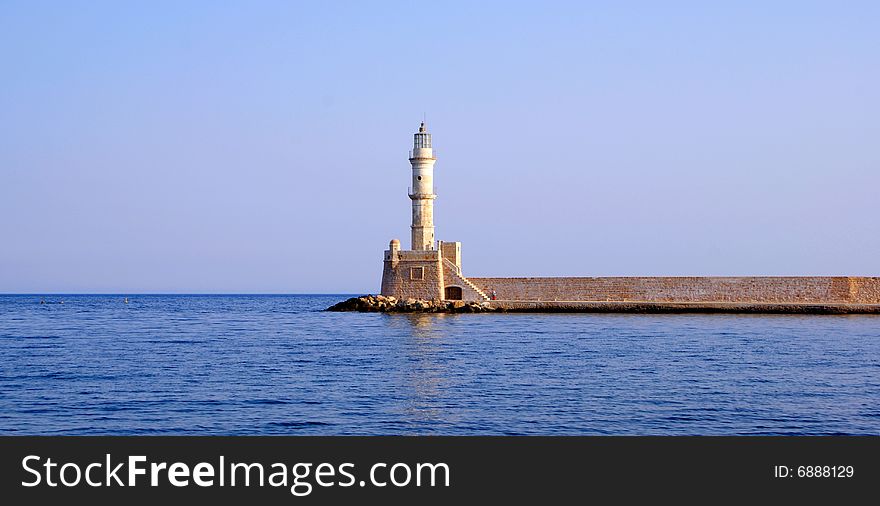 The lighttower i chania inlet port. The lighttower i chania inlet port