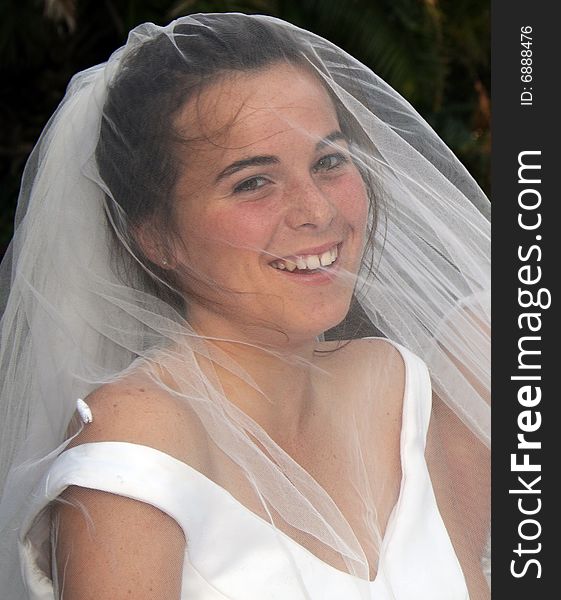 Beautiful bride smiling