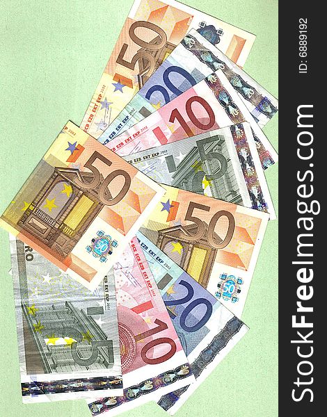 European banknotes cutting different background
