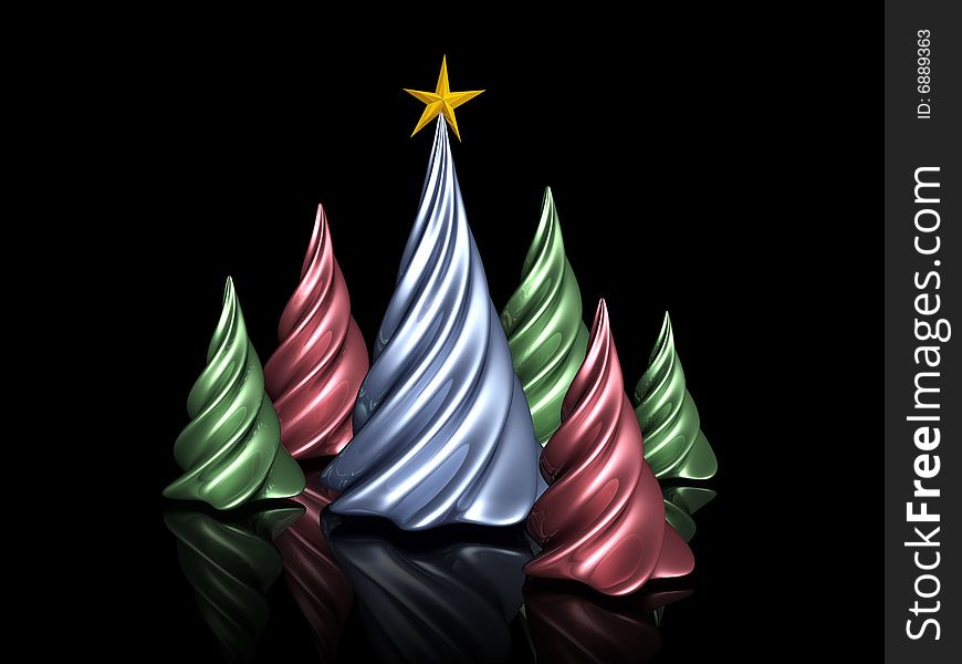 3D christmas trees