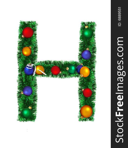 Christmas alphabet isolated on a white background - H. Christmas alphabet isolated on a white background - H