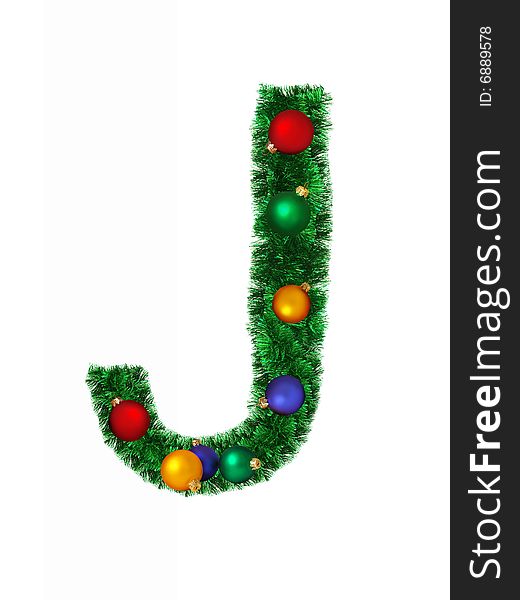Christmas alphabet isolated on a white background - J. Christmas alphabet isolated on a white background - J