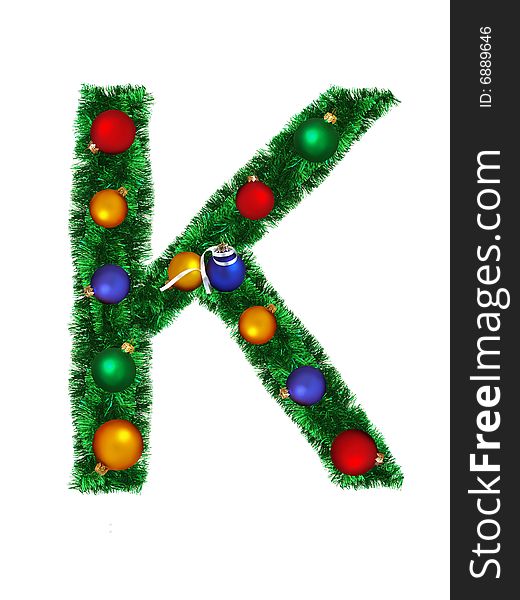 Christmas alphabet isolated on a white background - K. Christmas alphabet isolated on a white background - K