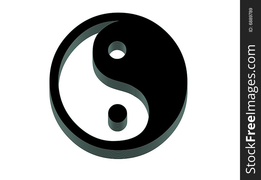 Yin Yang Icon. 3D with reflect.