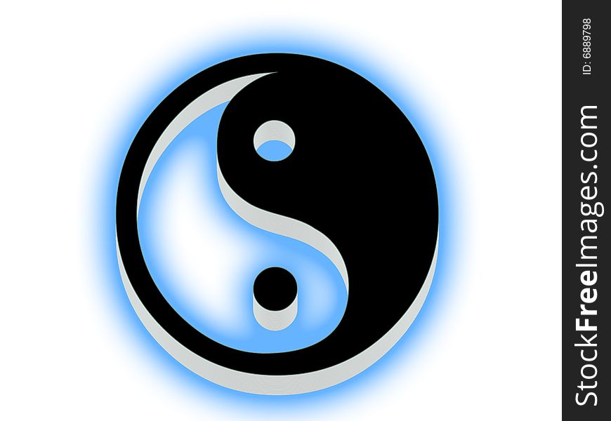 Yin Yang Icon. 3D with reflect.