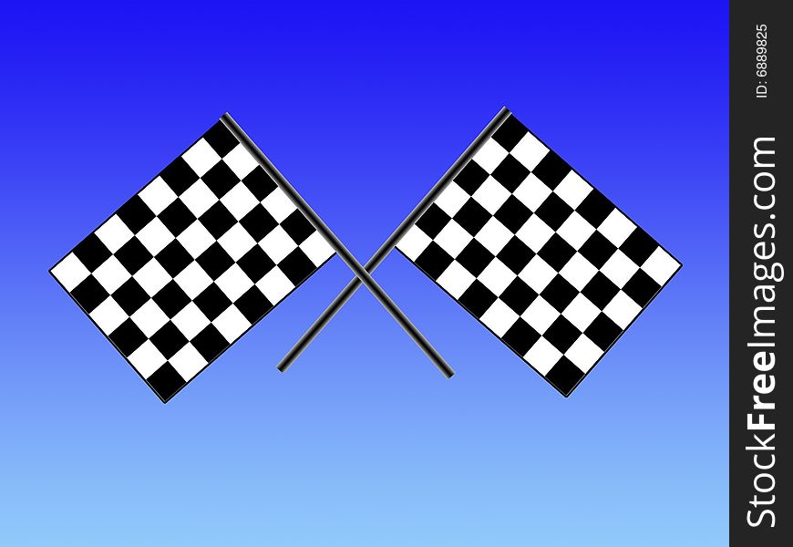 Double checkered flag on blue
