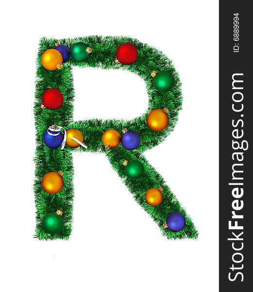 Christmas alphabet isolated on a white background - R. Christmas alphabet isolated on a white background - R