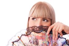 Young Woman With A Fan Stock Image Young Woman With A Fan Stock Image
