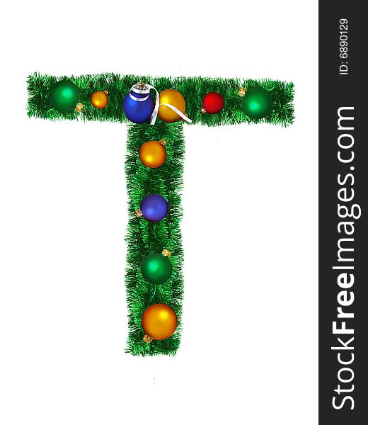 Christmas alphabet isolated on a white background - T. Christmas alphabet isolated on a white background - T