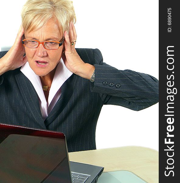 Woman In Shock In Front Of Her Laptop