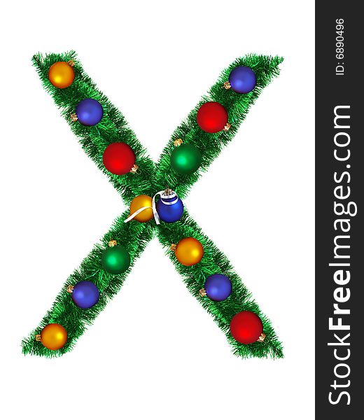 Christmas alphabet isolated on a white background - X. Christmas alphabet isolated on a white background - X