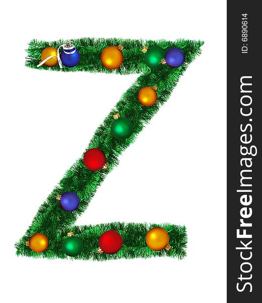 Christmas alphabet isolated on a white background - Z. Christmas alphabet isolated on a white background - Z