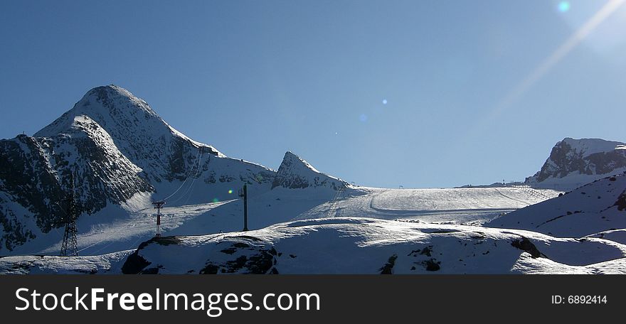Kitzsteinhorn glacier with ski slopes. Kitzsteinhorn glacier with ski slopes