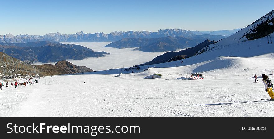 Kitzsteinhorn glacier with ski slopes. Kitzsteinhorn glacier with ski slopes