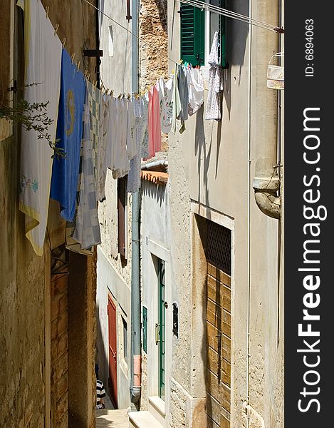 View on narrow Mediterranean street. View on narrow Mediterranean street