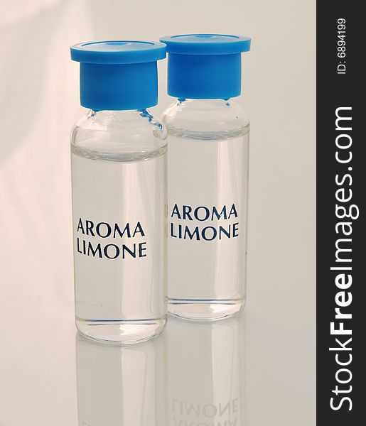 Two bottles with lemon aroma