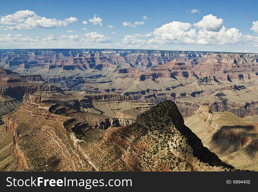 Grand Canyon with blue sky and clouds