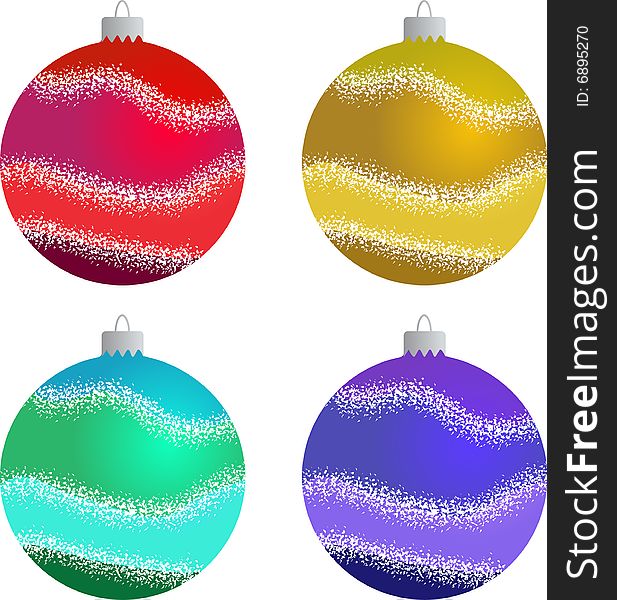 Four christmas ball on white background