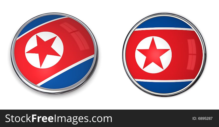Button style banner in 3D of North Korea. Button style banner in 3D of North Korea