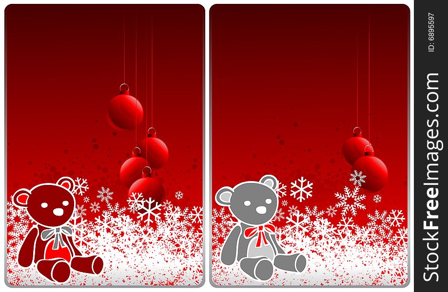 Winter theme cards with colorful bears and  snow for your business. Winter theme cards with colorful bears and  snow for your business