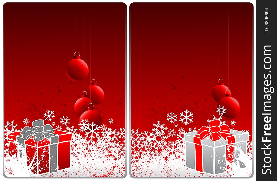 Winter theme cards with colorful gifts and  snow for your message. Winter theme cards with colorful gifts and  snow for your message