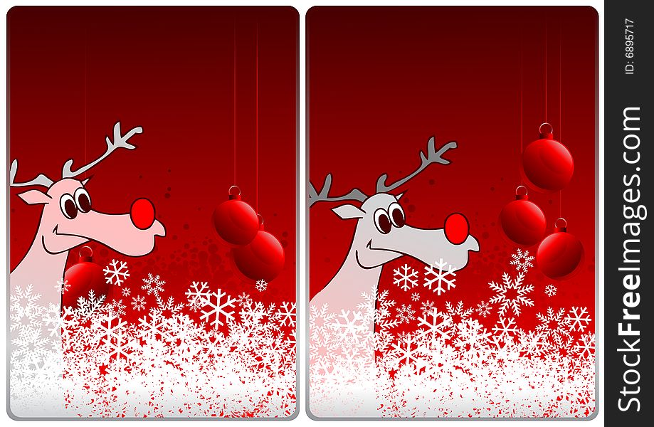 Winter theme cards with beauty deer and snow for your message. Winter theme cards with beauty deer and snow for your message