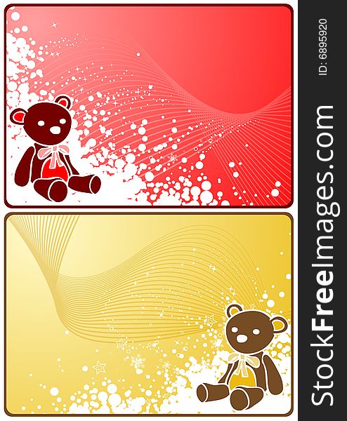 Winter theme cards with beauty teddy and  snow for your message. Winter theme cards with beauty teddy and  snow for your message