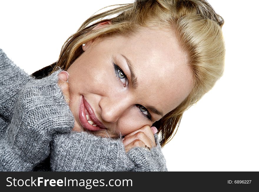 Smiling woman in a sweater