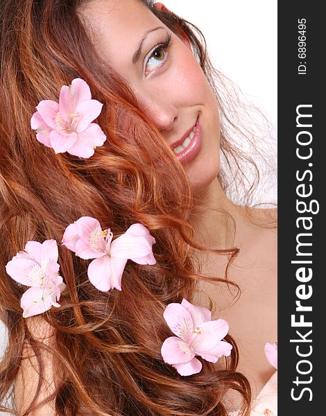 Close-up portrait of beautiful young girl with long hair. Close-up portrait of beautiful young girl with long hair