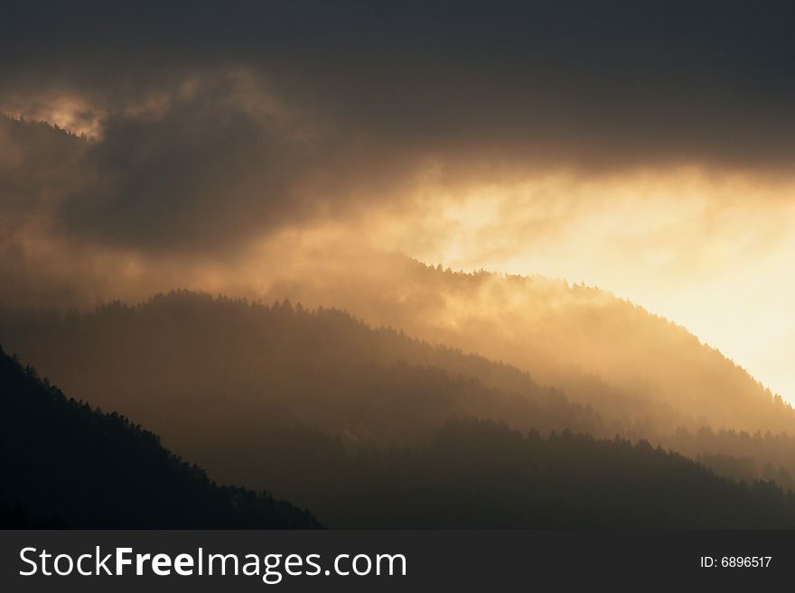 Les Alps In Sunset Light