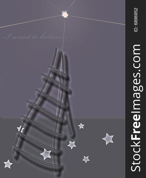 Vector illustration, stars, staircase in the sky, night. Vector illustration, stars, staircase in the sky, night