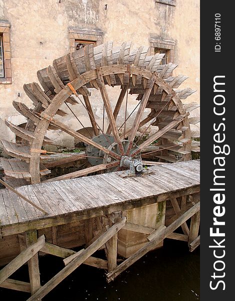 Watermill at the canal in Prague