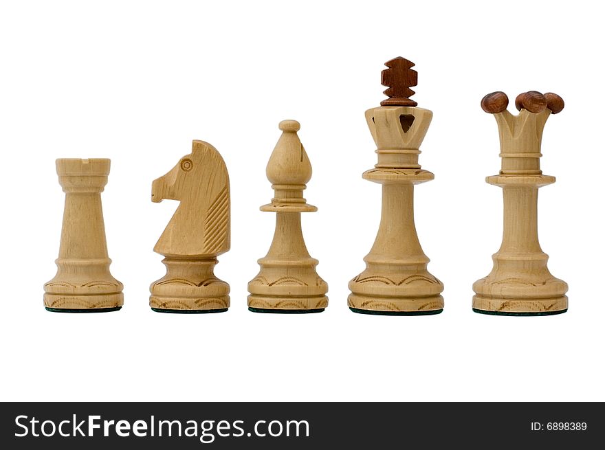 Five chess figures, white army. Five chess figures, white army